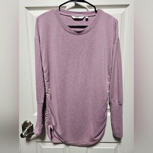 Athleta CYA Lilac Knit Top With Ruched Sides - Size Small